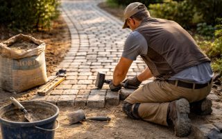 artisan-pose-paves-allee-outils