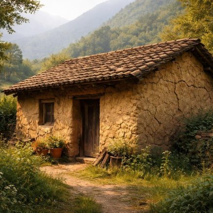 maison-pise-murs-vegetation-montagnes