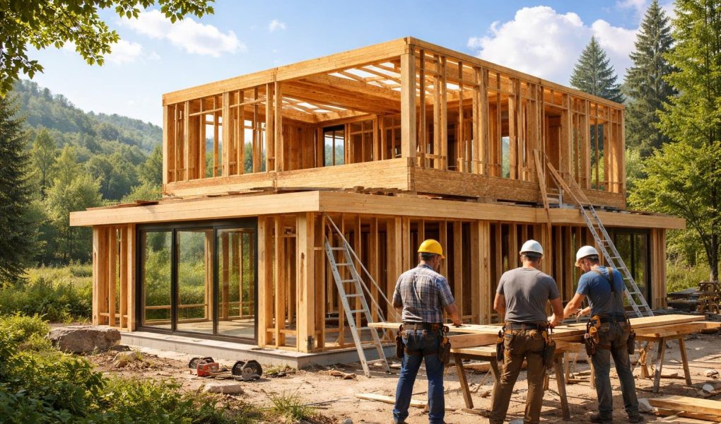 maison-bois-travaux-ouvriers-paysage-verdoyant