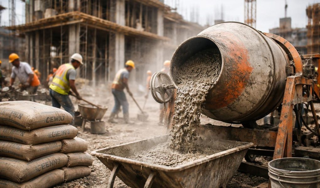chantier-melangeur-beton-ouvriers-sacs-ciment