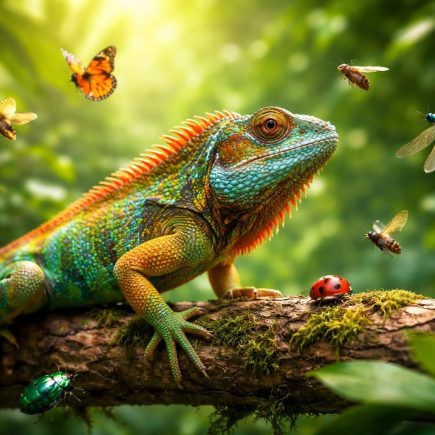 lezard-colore-jungle-insectes-vifs