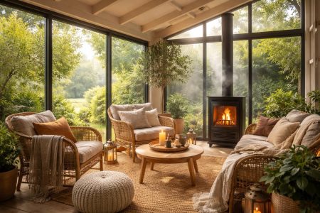 veranda-lumineuse-poele-bois-fauteuils-jardin