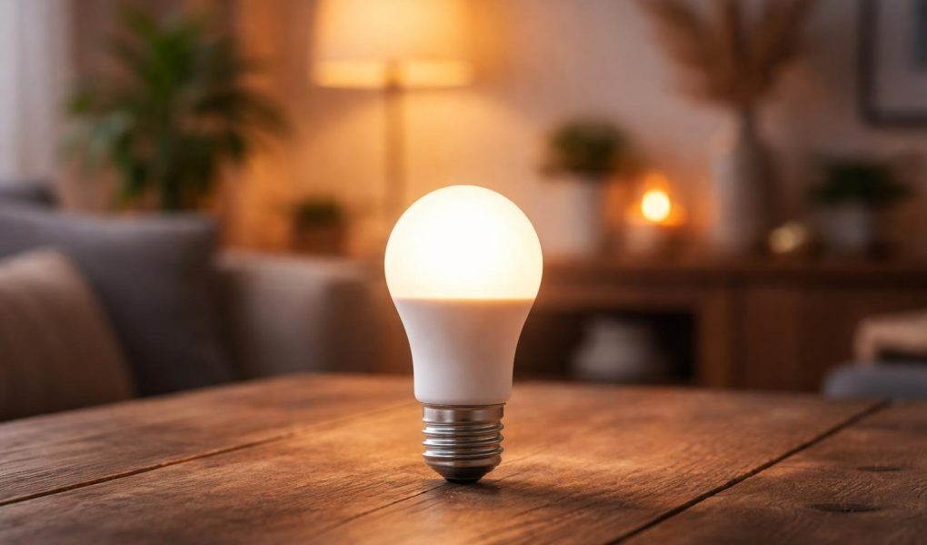 ampoule-led-table-bois-decoration-moderne