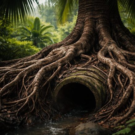 racines-puissantes-palmier-jardin-tropical