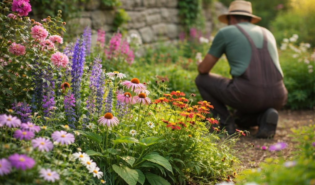 jardinier-fleurs-plantes-mur-pierre