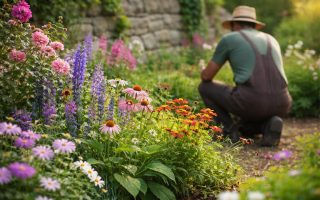 jardinier-fleurs-plantes-mur-pierre