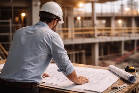 architecte-plans-batiment-construction-arriere-plan