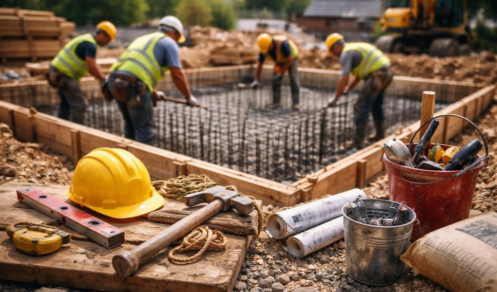 chantier-construction-outils-materiaux-travailleurs