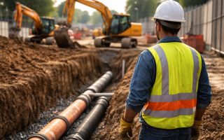 ouvrier-casque-gants-chantier-canalisation