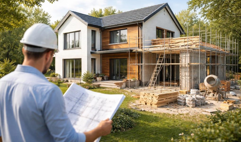 maison-moderne-chantier-echafaudages-jardin